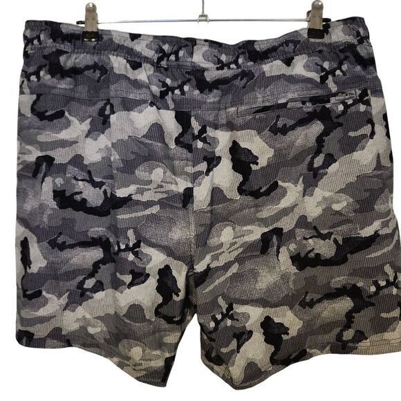 George Mens Gray Camo Lined Swim Trunks Elastic Drawstring Waist Pockets Size XL - Picture 2 of 7